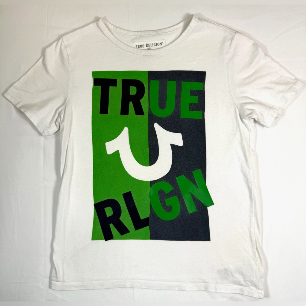 TRUE RELIGION Boys Graphic‎ T Shirt Size M 10-12 Logo Streetwear Casual